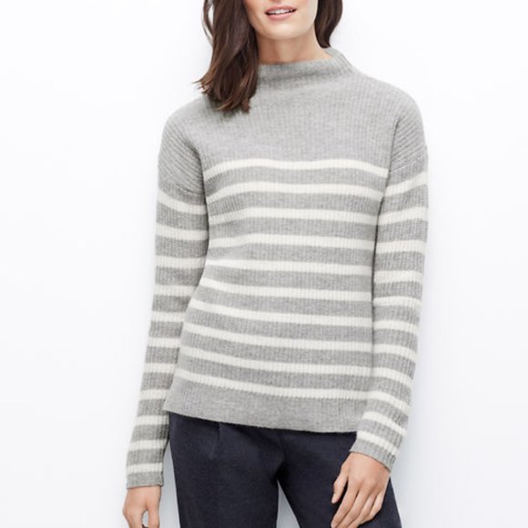 Ann Taylor XL Striped Funnel Neck Cashmere Sweater - Picture 1 of 4